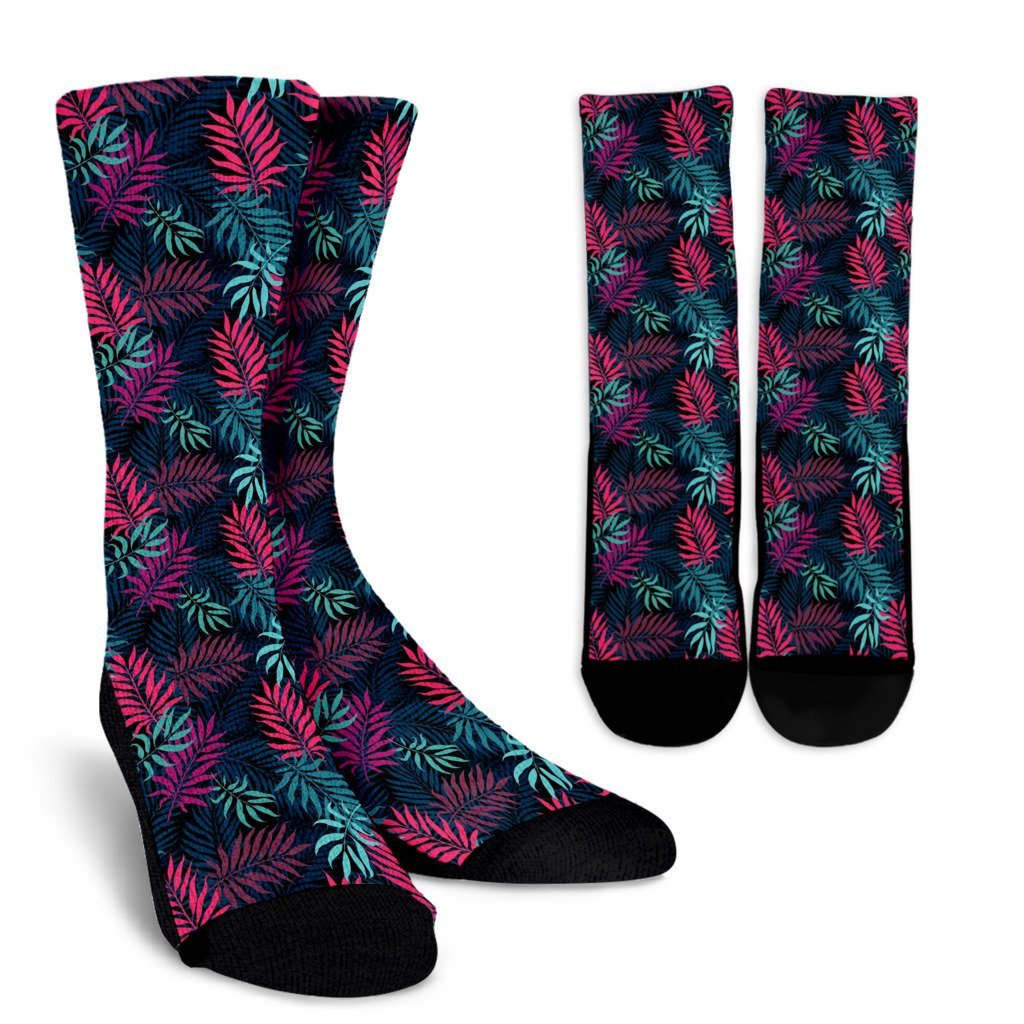 Floral Tropical Hawaiian Palm Leaves Pattern Print Unisex Crew Socks-grizzshop