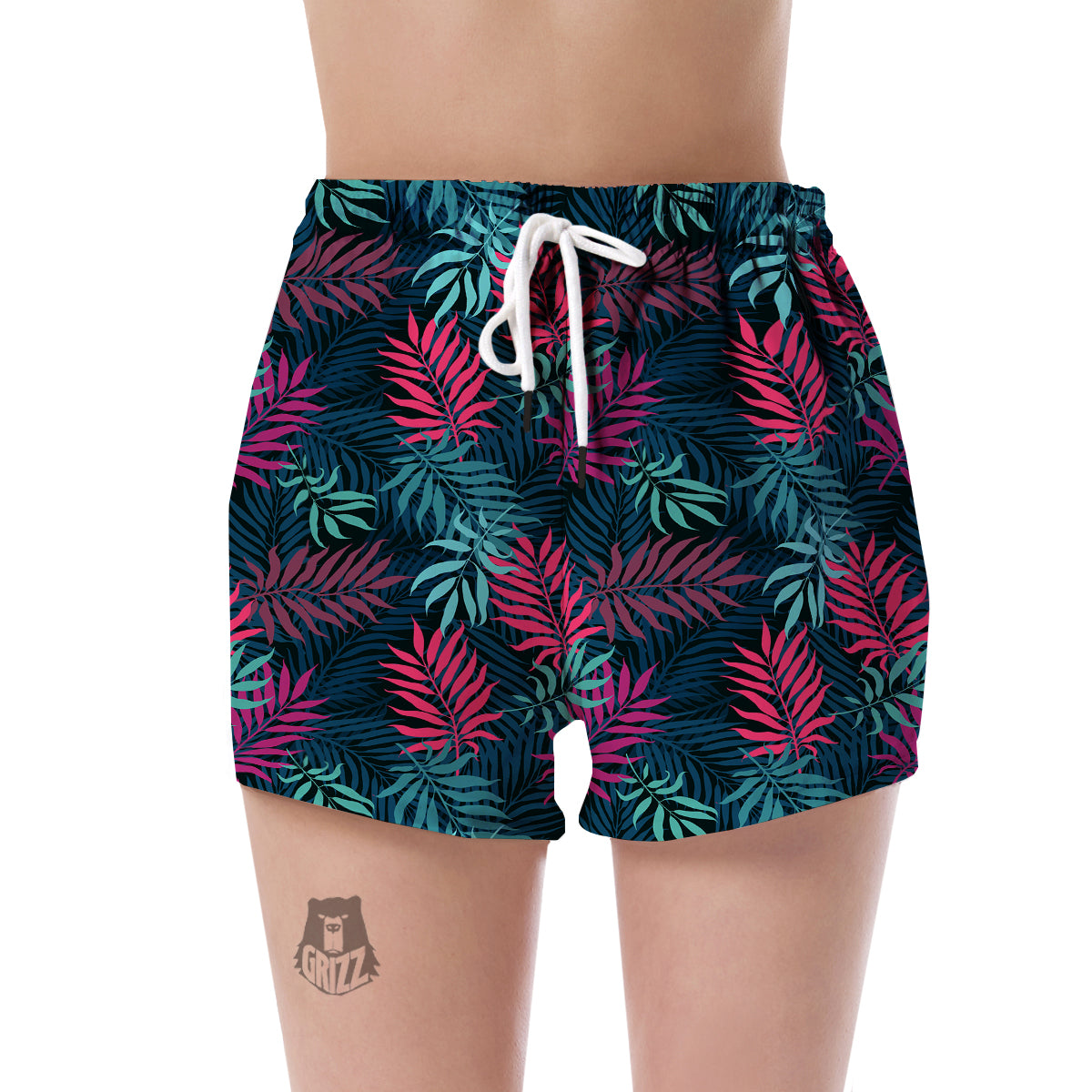 Floral Tropical Hawaiian Palm Leaves Pattern Print Women's Shorts-grizzshop