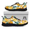 Floral Tulip Yellow Print Pattern Black Sneaker-grizzshop