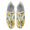 Floral Tulip Yellow Print Pattern White Athletic Shoes-grizzshop