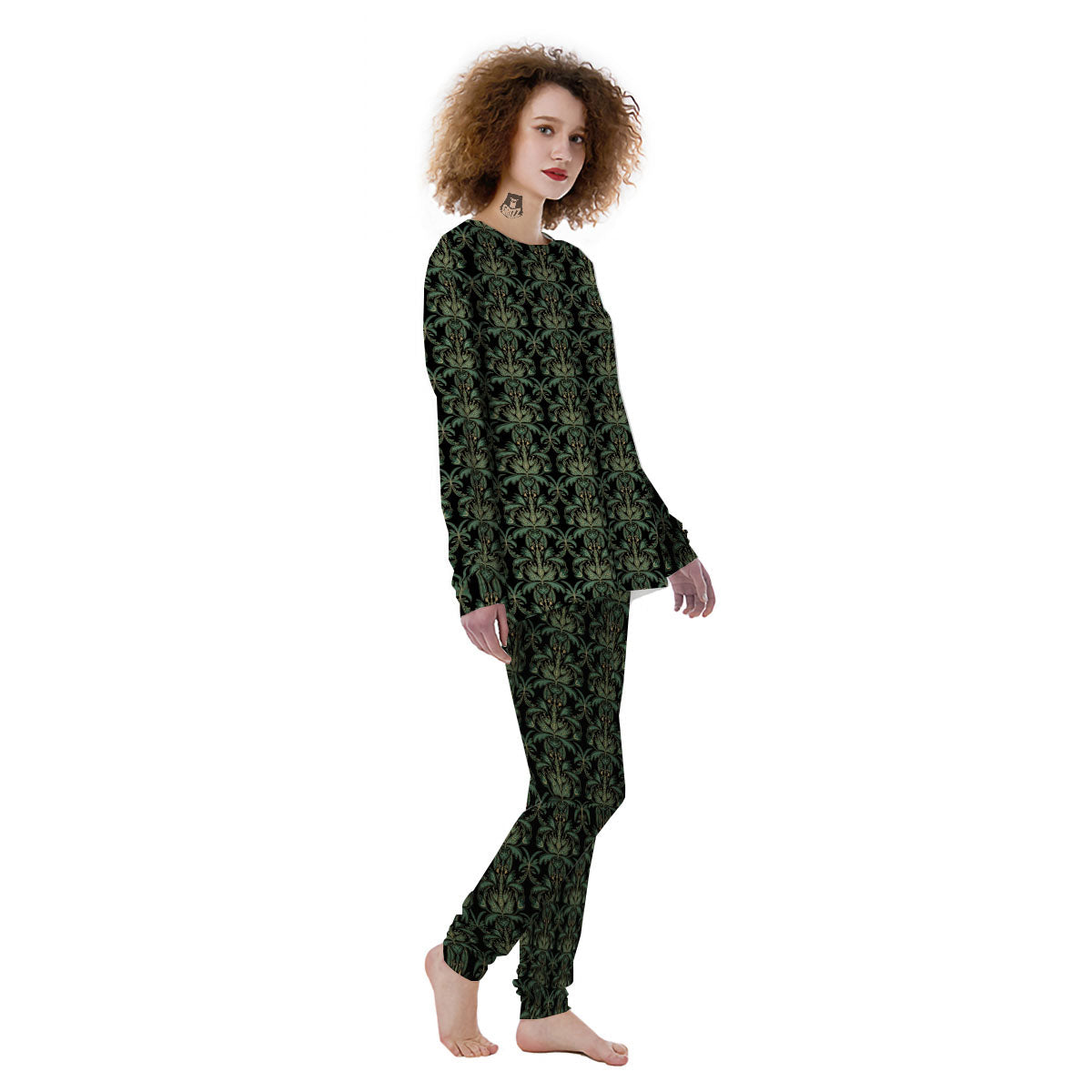 Floral Western Dark Print Pattern Women's Pajamas-grizzshop