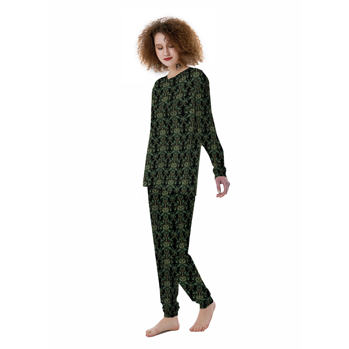 Floral Western Dark Print Pattern Women's Pajamas-grizzshop