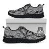 Floral Western Grey And White Print Pattern Black Sneaker-grizzshop