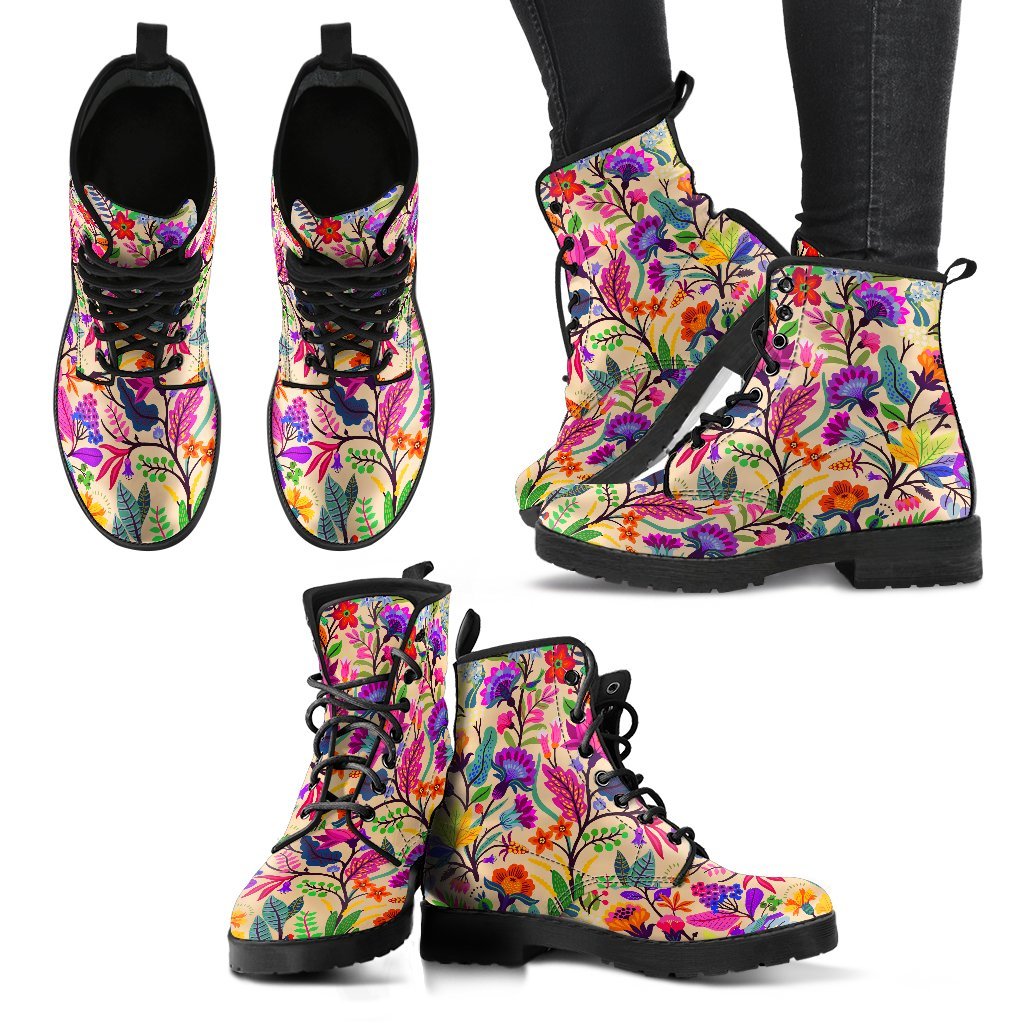 Floral Women's Leather Boots-grizzshop