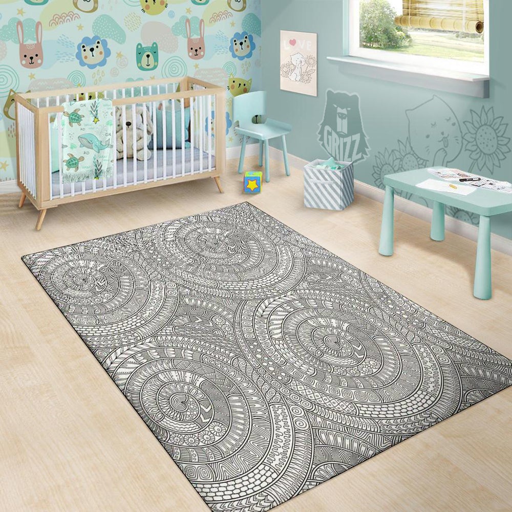 Floral Zentangle Print Pattern Floor Mat-grizzshop