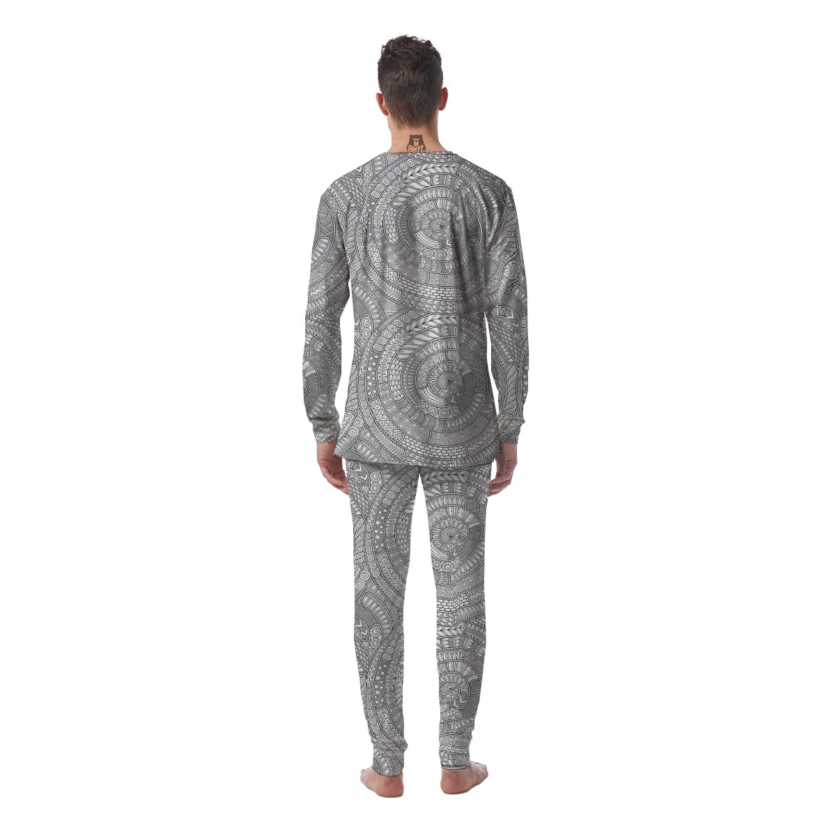 Floral Zentangle Print Pattern Men's Pajamas-grizzshop