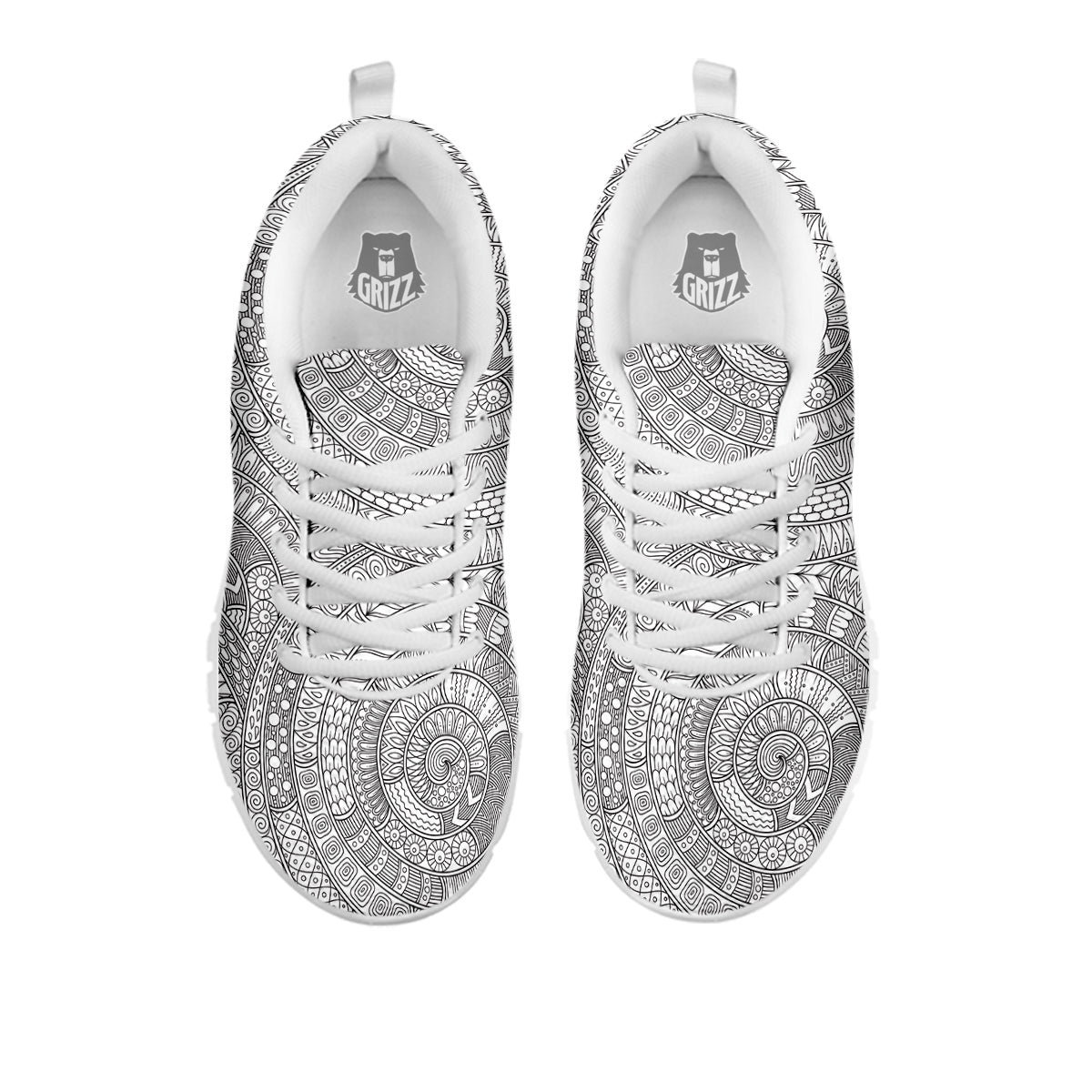 Floral Zentangle Print Pattern White Sneaker-grizzshop