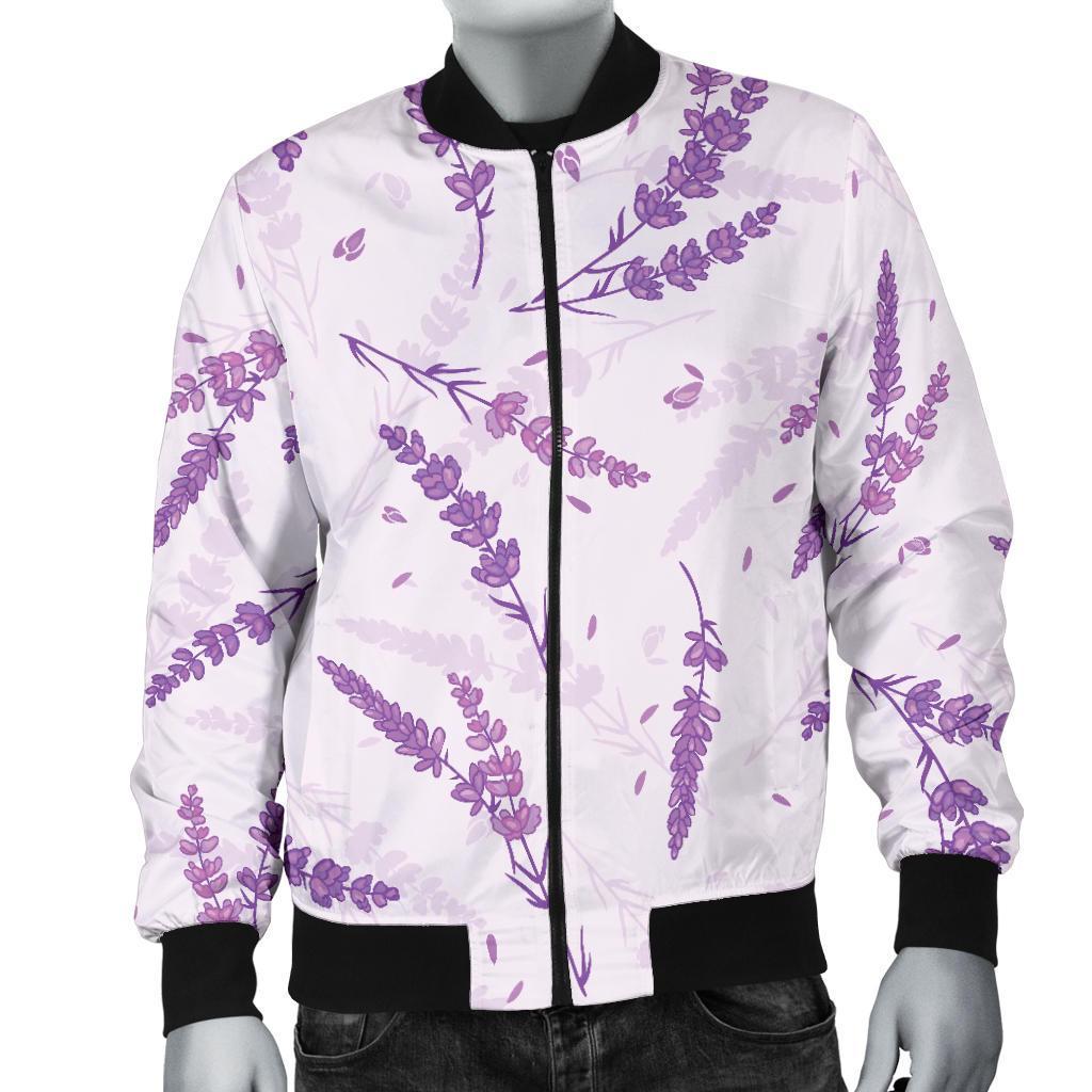 Floral Lavender Pattern Print Men's Bomber Jacket-grizzshop