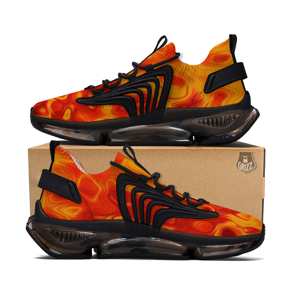 Flow Lava Print Black Gym Shoes-grizzshop