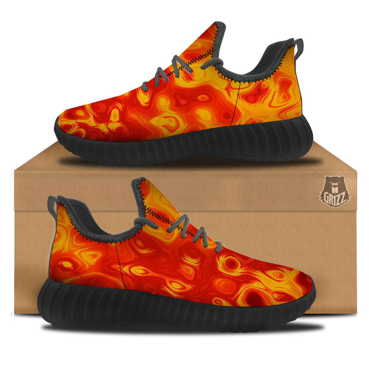 Flow Lava Print Black Walking Shoes-grizzshop