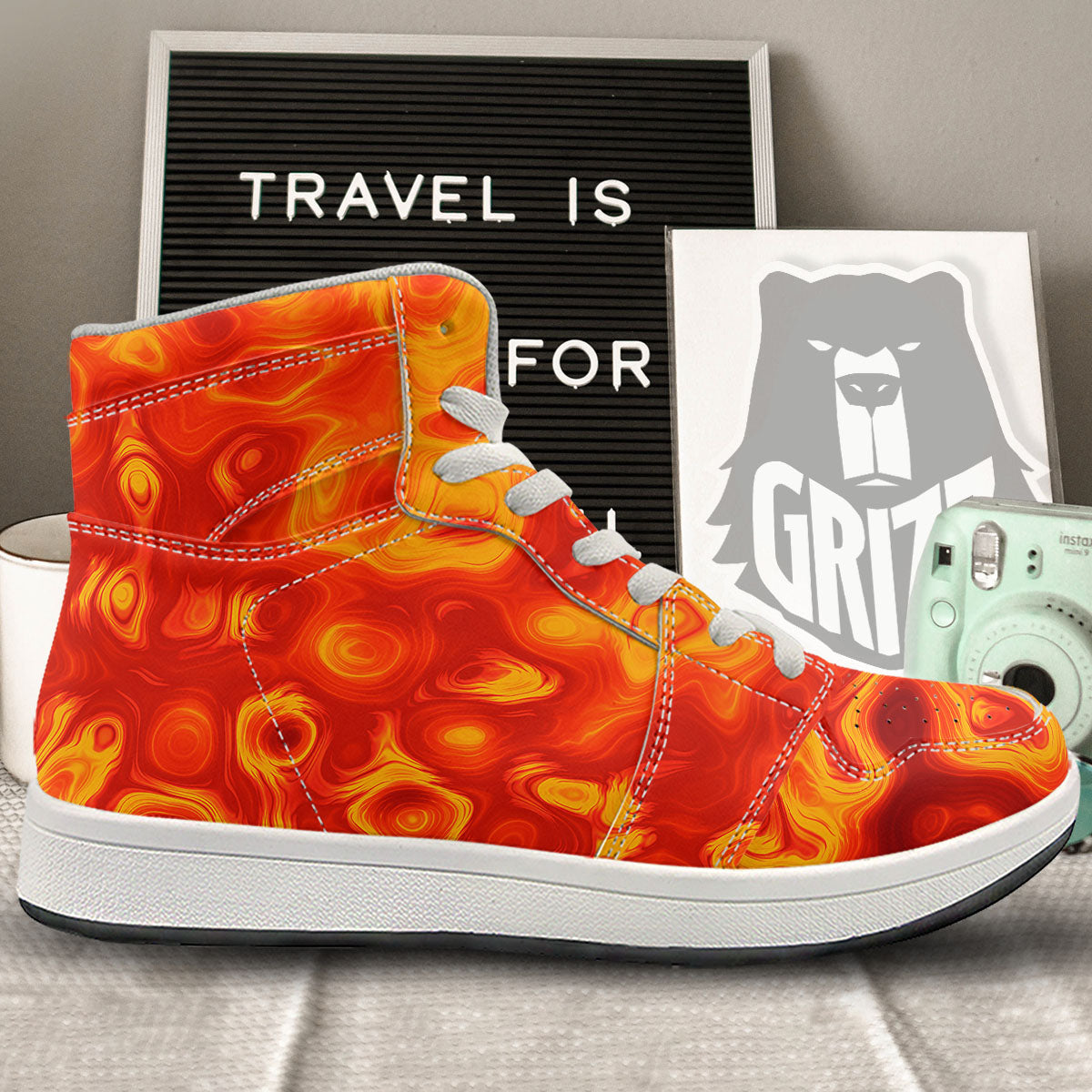 Flow Lava Print High Top Sneakers-grizzshop