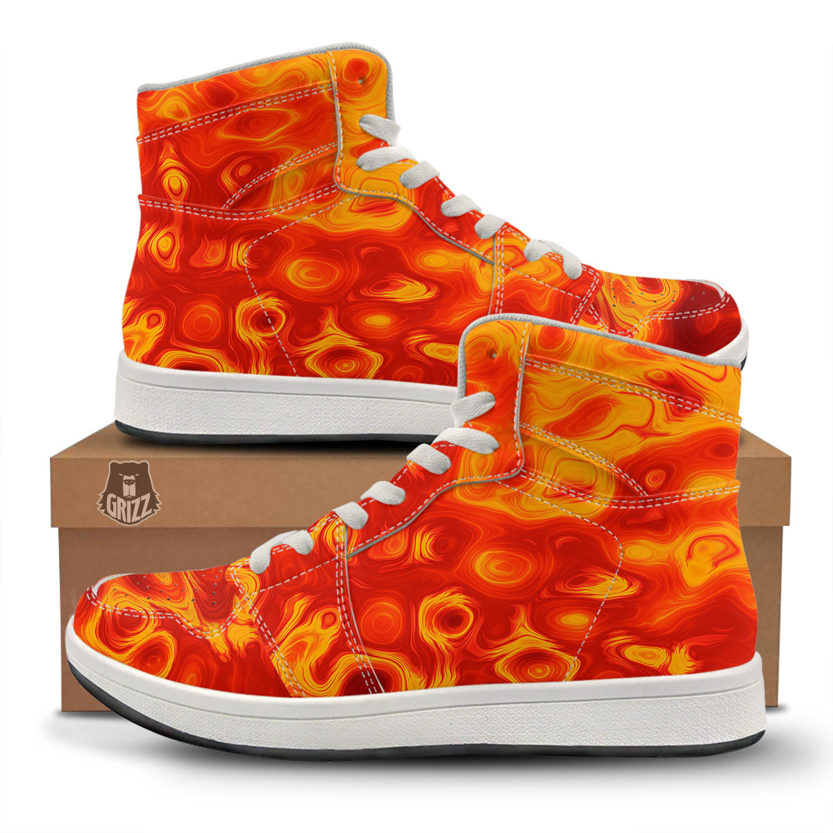 Flow Lava Print High Top Sneakers-grizzshop