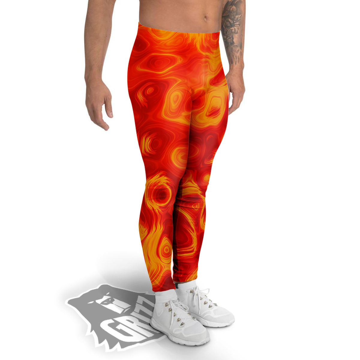 Flow Lava Print Men's Leggings-grizzshop