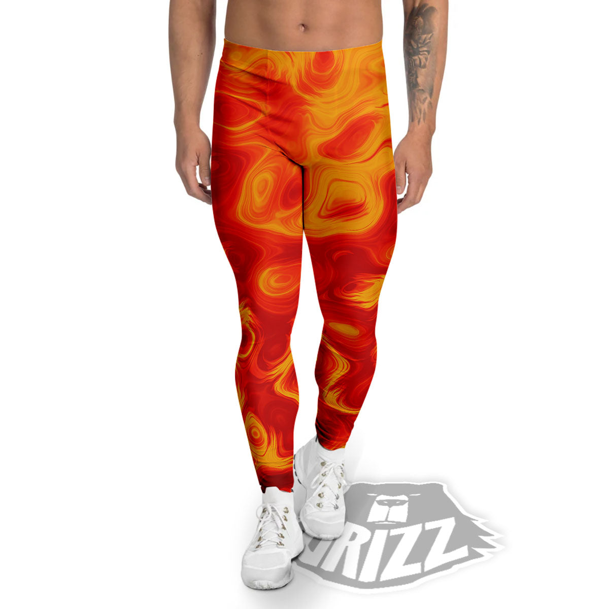 Flow Lava Print Men's Leggings-grizzshop