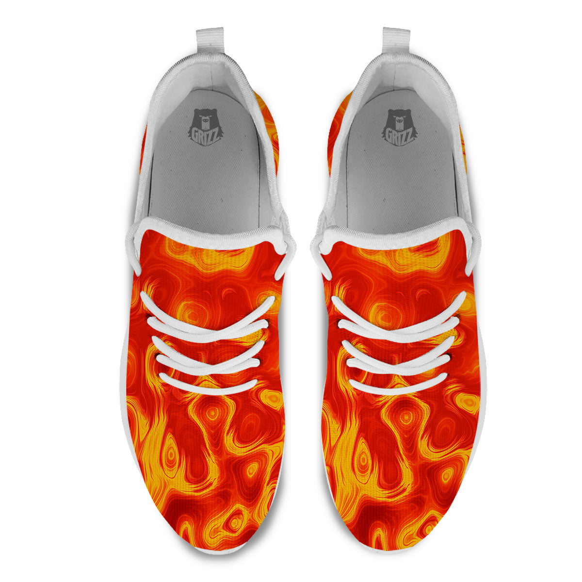 Flow Lava Print White Athletic Shoes-grizzshop