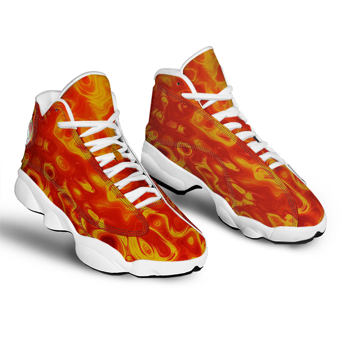Flow Lava Print White Basketball Shoes-grizzshop