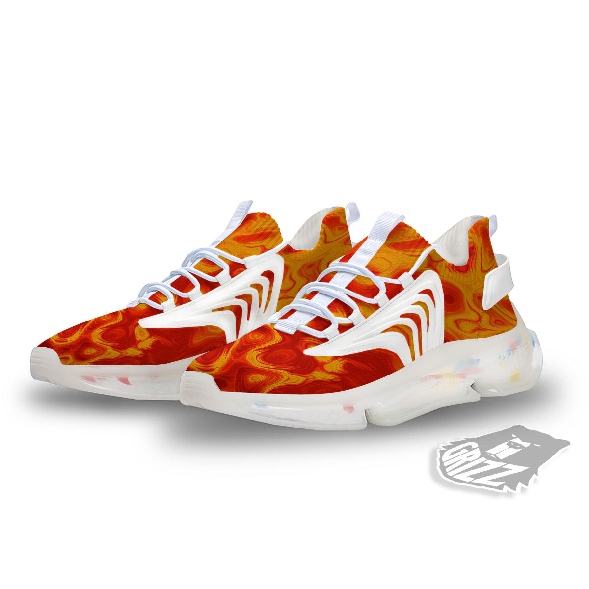 Flow Lava Print White Gym Shoes-grizzshop