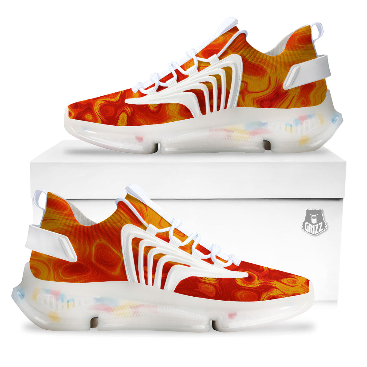 Flow Lava Print White Gym Shoes-grizzshop