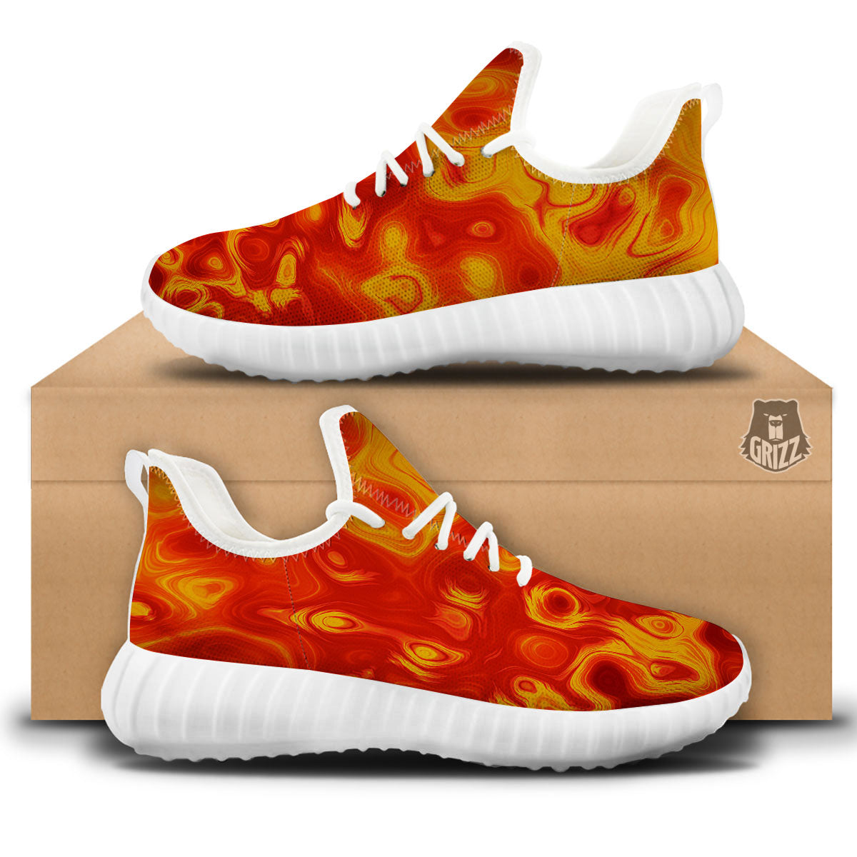 Flow Lava Print White Walking Shoes-grizzshop