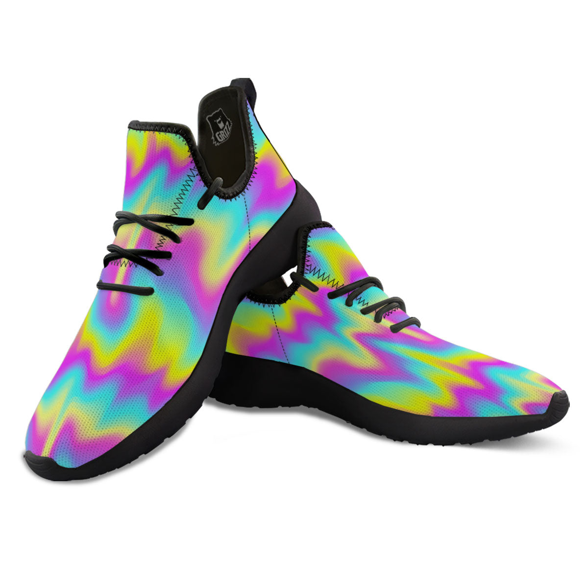 Flow Rainbow Print Pattern Black Athletic Shoes-grizzshop