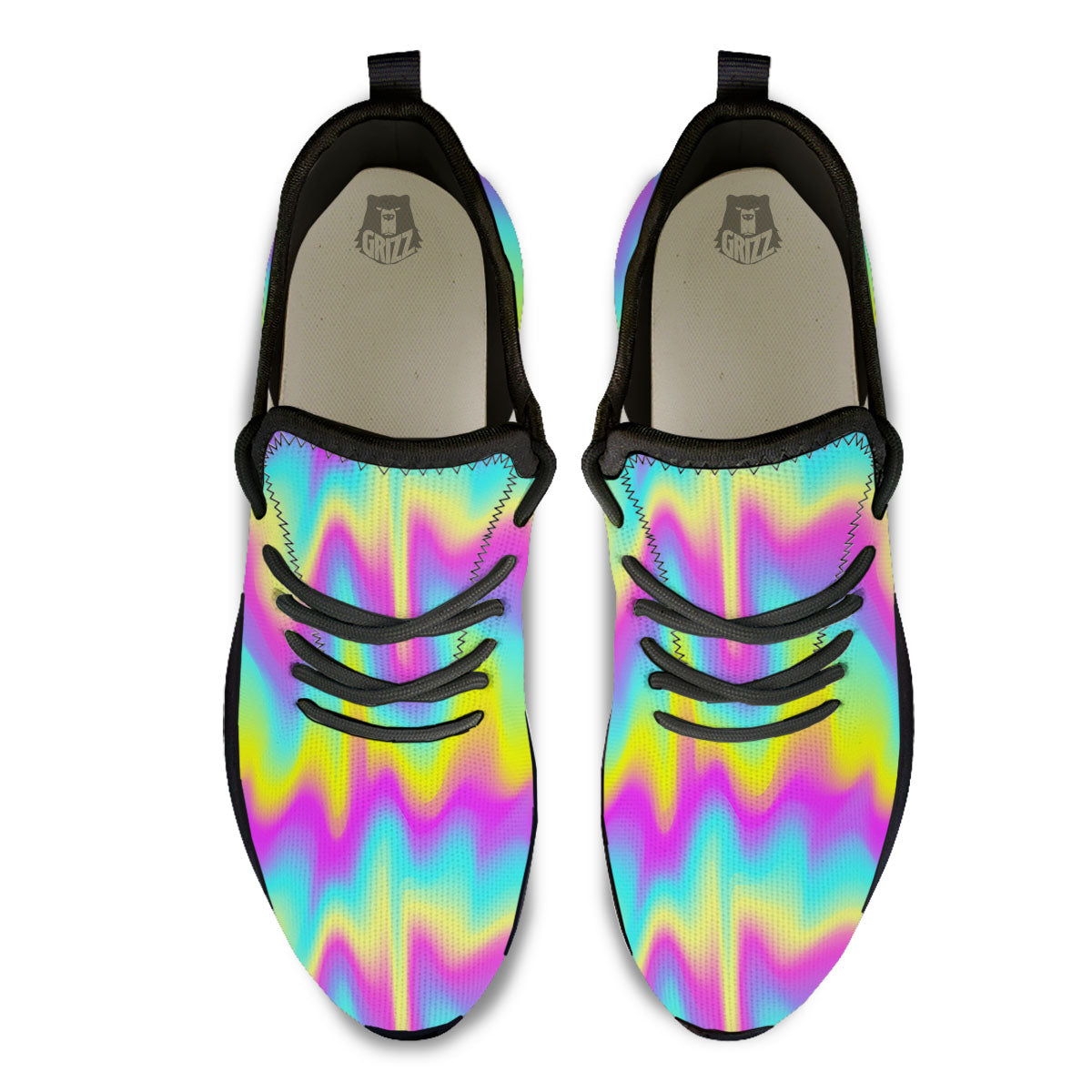 Flow Rainbow Print Pattern Black Athletic Shoes-grizzshop