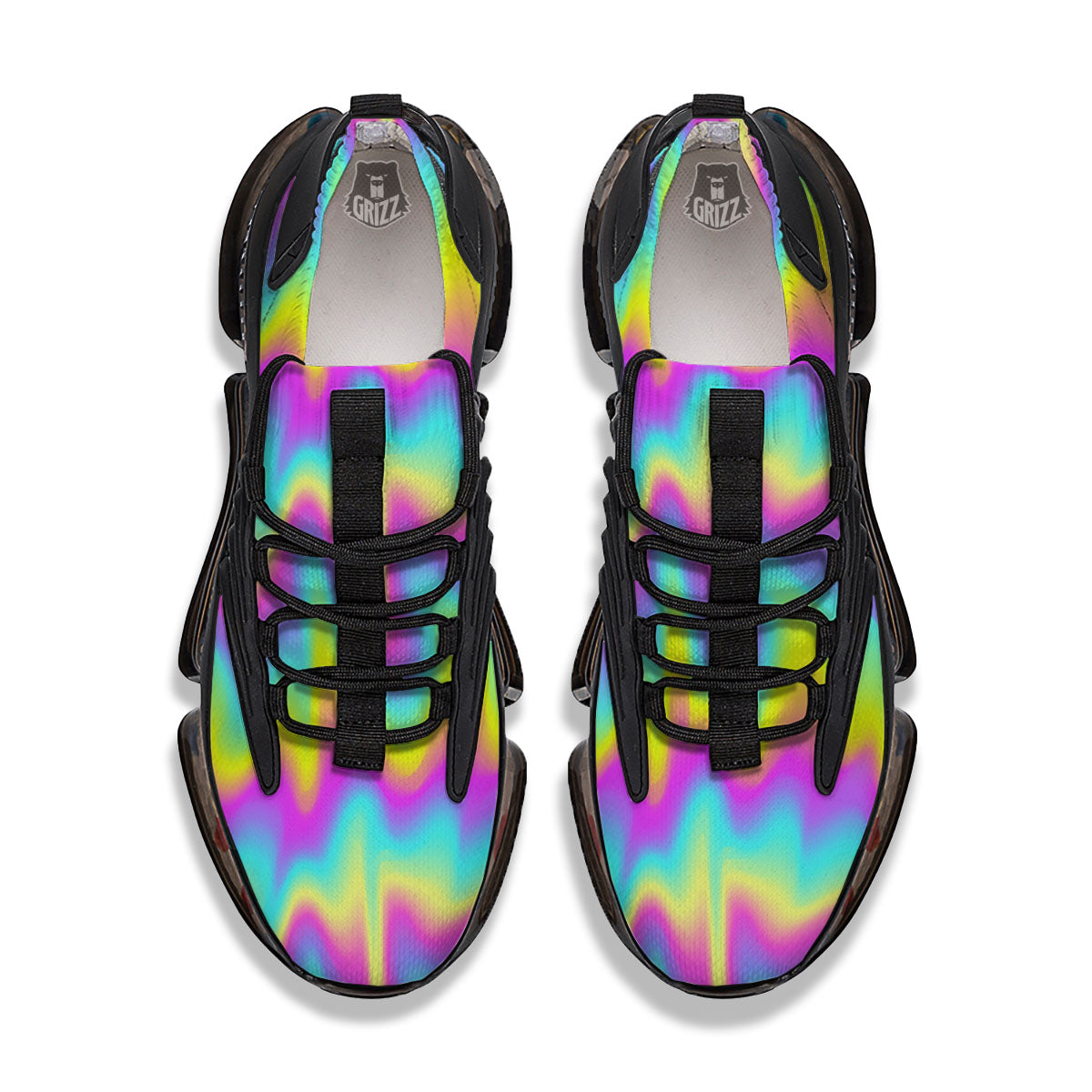 Flow Rainbow Print Pattern Black Gym Shoes-grizzshop