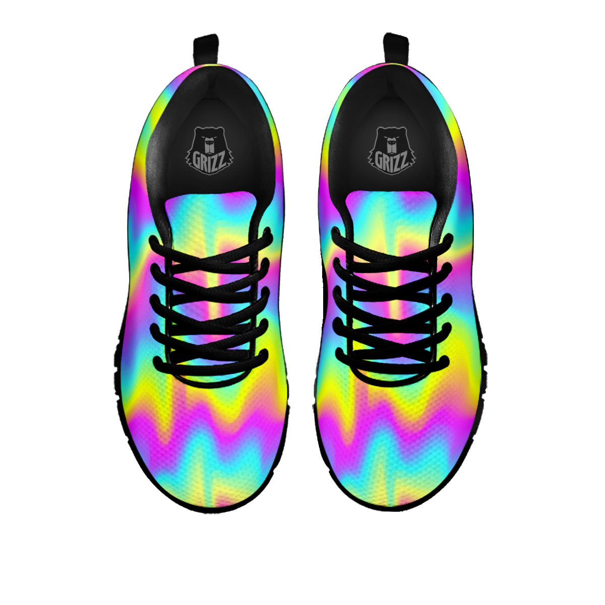 Flow Rainbow Print Pattern Black Sneaker-grizzshop