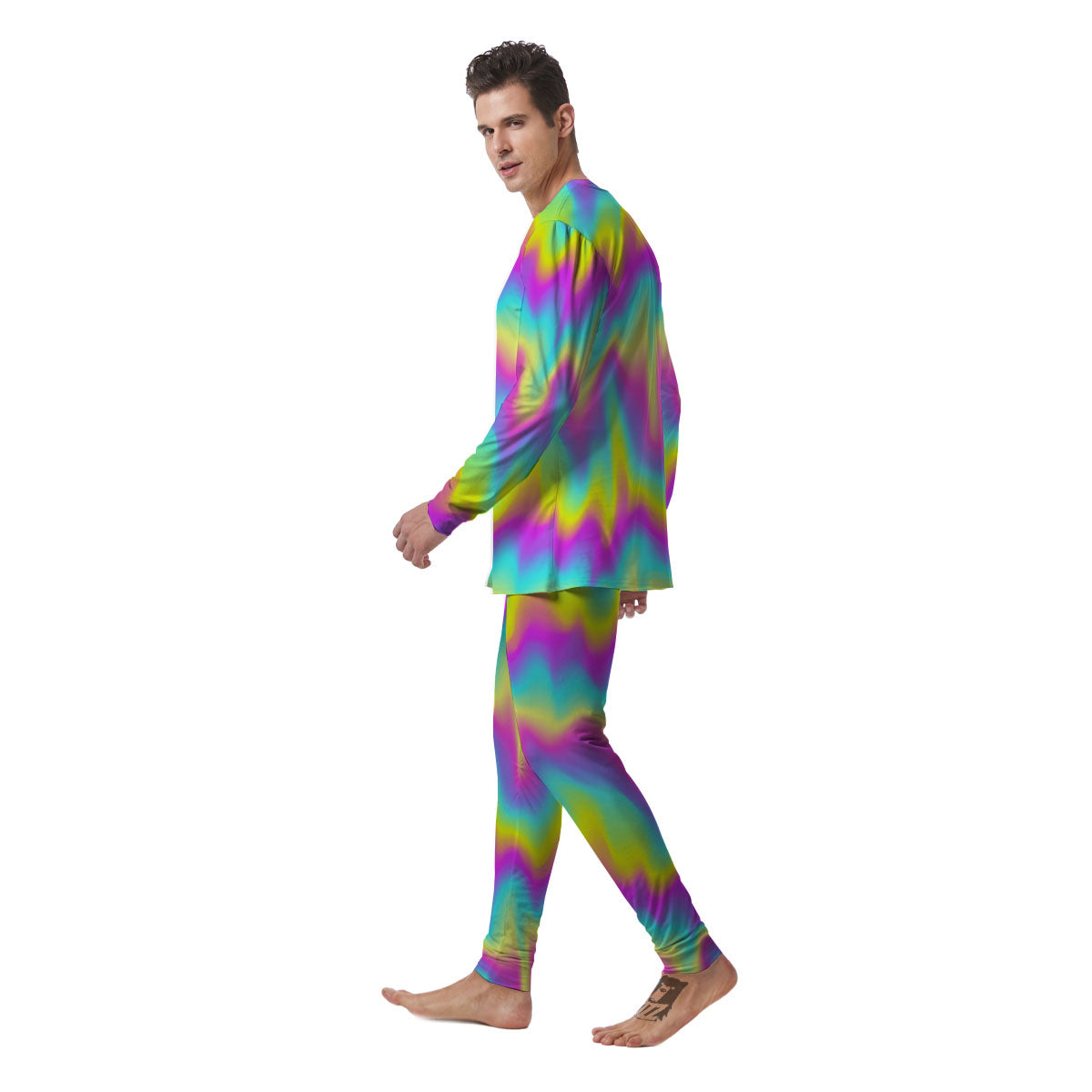 Flow Rainbow Print Pattern Men's Pajamas-grizzshop