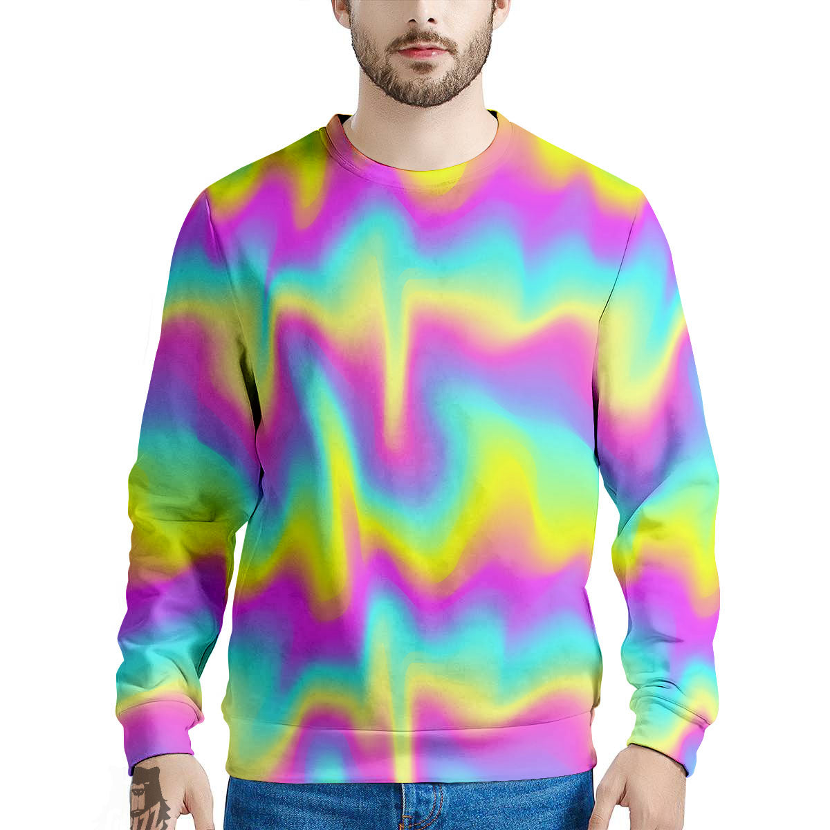 Flow Rainbow Print Pattern Men's Sweatshirt-grizzshop