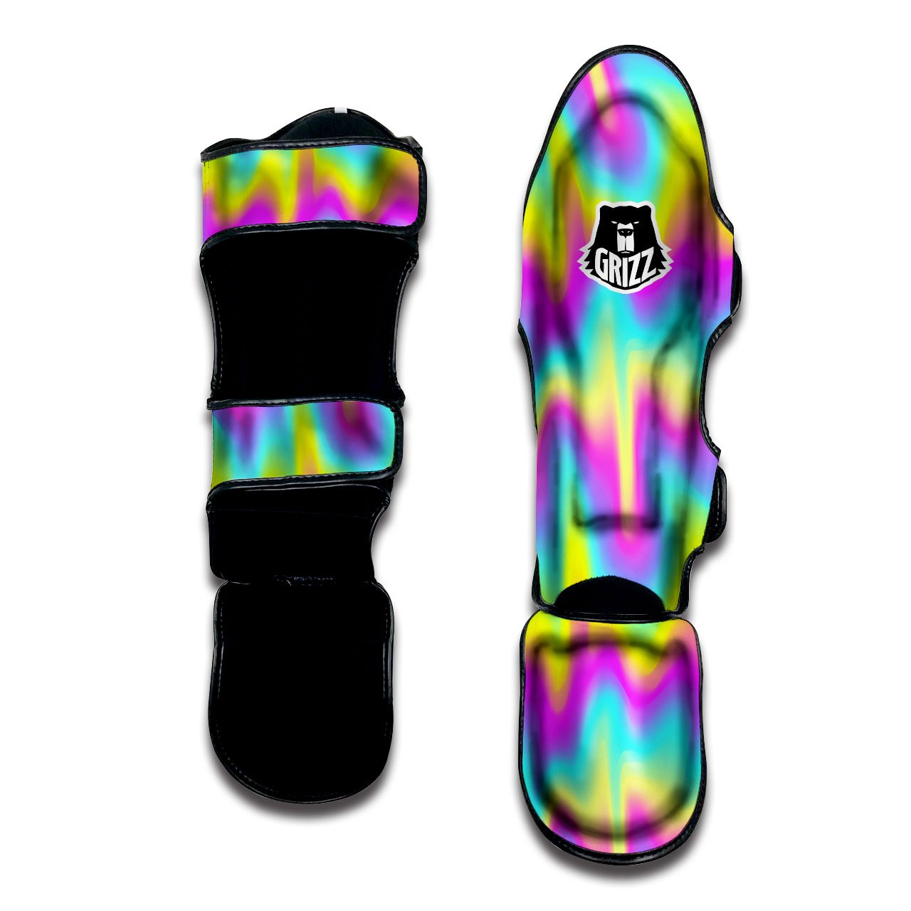 Flow Rainbow Print Pattern Muay Thai Shin Guards-grizzshop