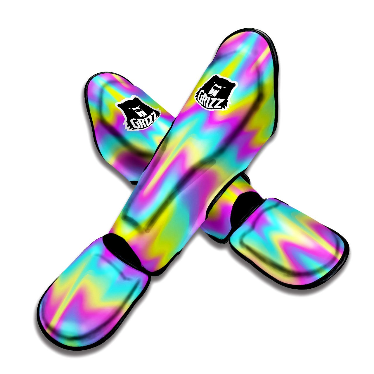 Flow Rainbow Print Pattern Muay Thai Shin Guards-grizzshop