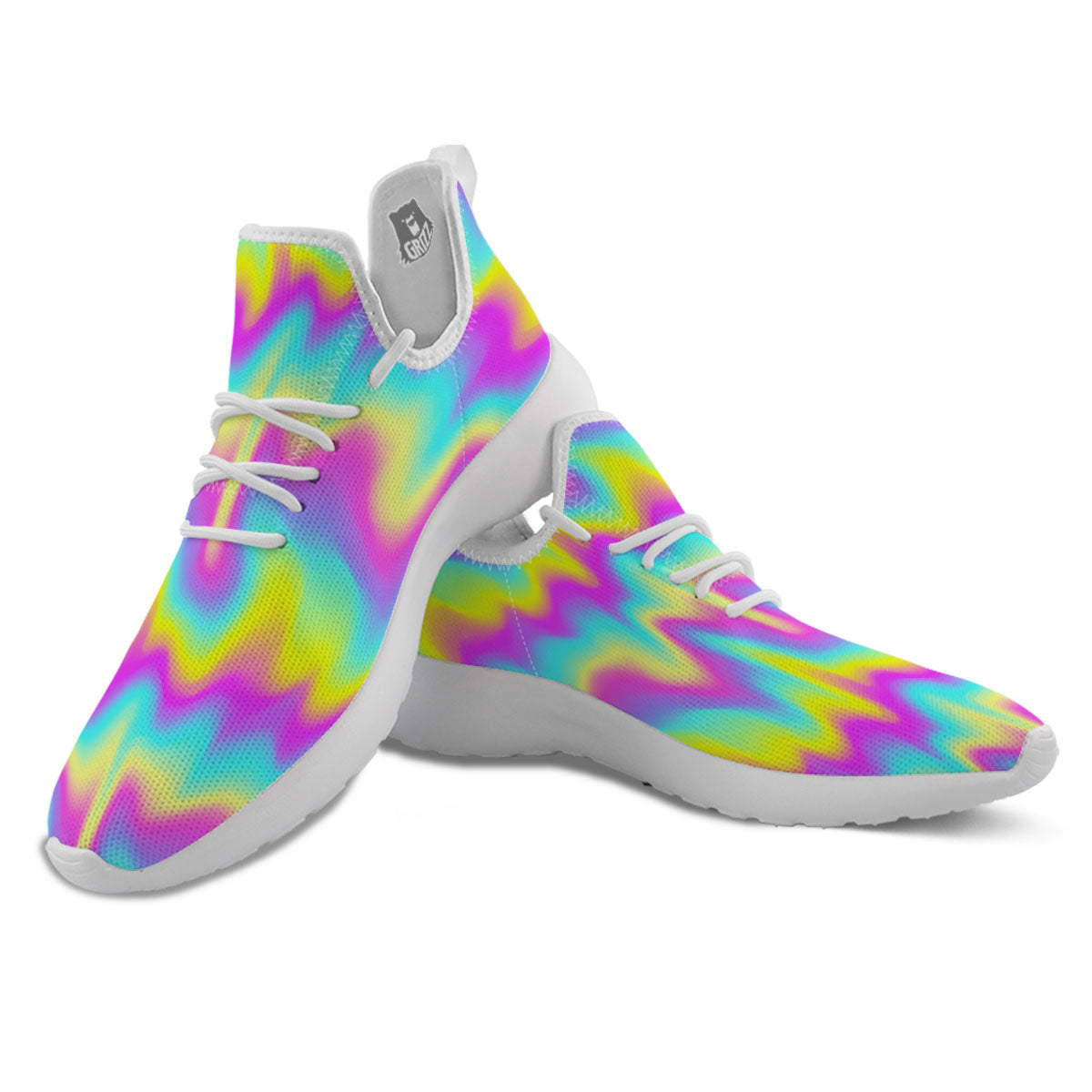 Flow Rainbow Print Pattern White Athletic Shoes-grizzshop