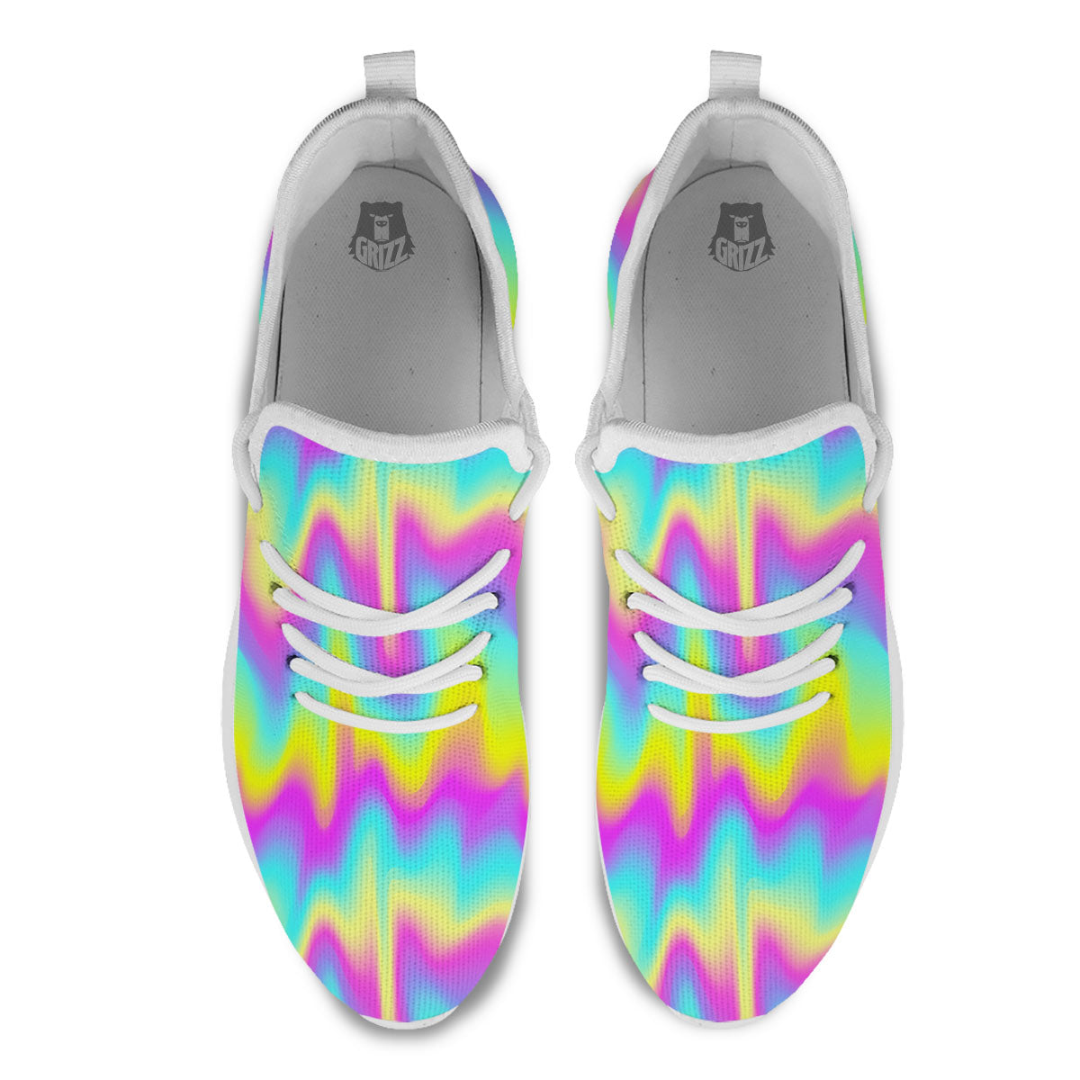 Flow Rainbow Print Pattern White Athletic Shoes-grizzshop