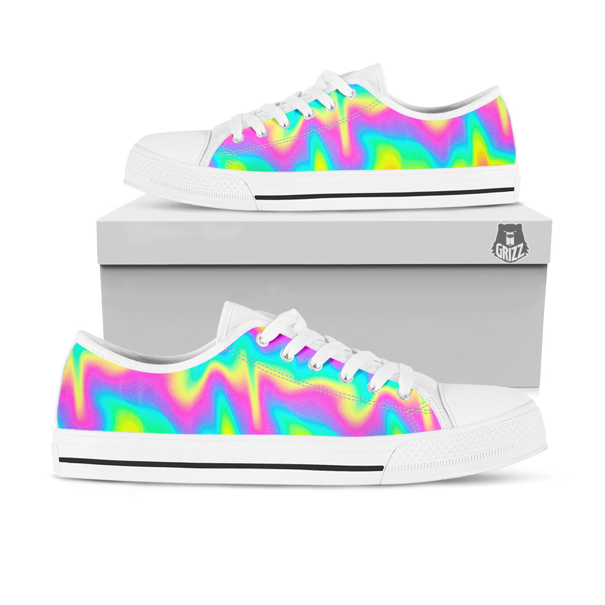 Flow Rainbow Print Pattern White Low Top Shoes-grizzshop