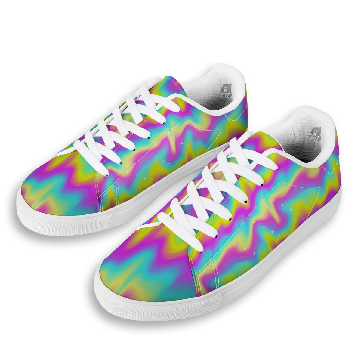 Flow Rainbow Print Pattern White Low Top Sneakers-grizzshop