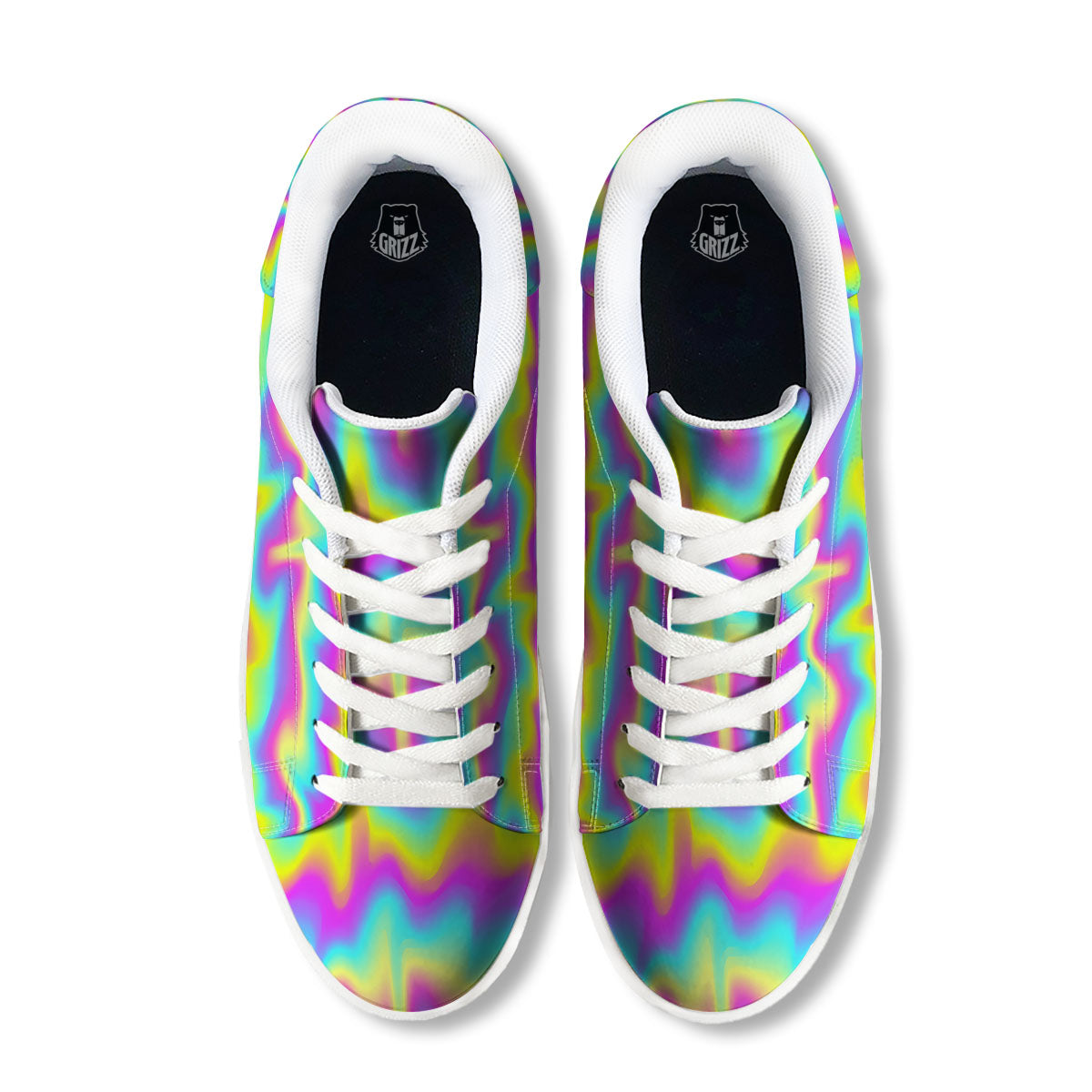 Flow Rainbow Print Pattern White Low Top Sneakers-grizzshop