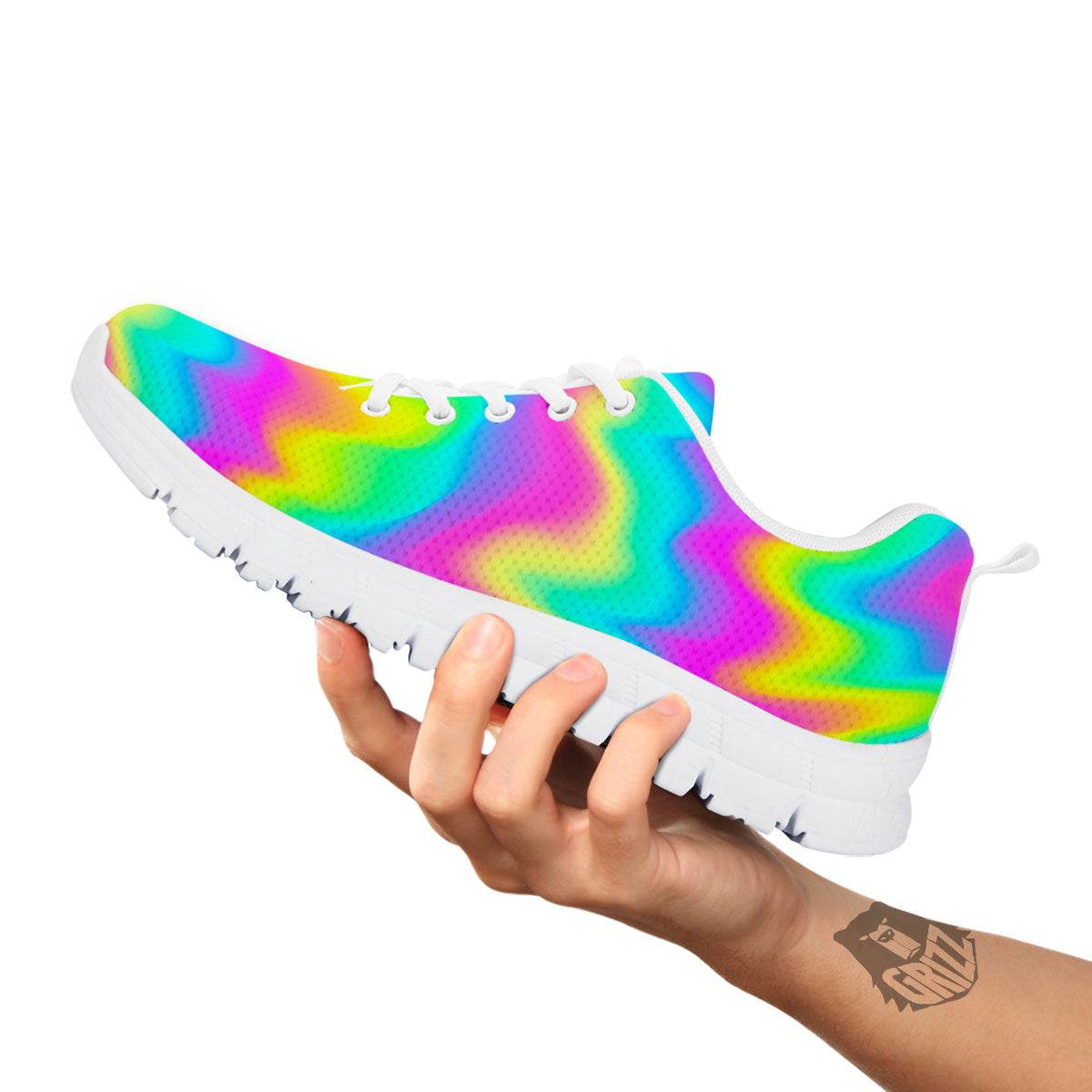 Flow Rainbow Print Pattern White Sneaker-grizzshop