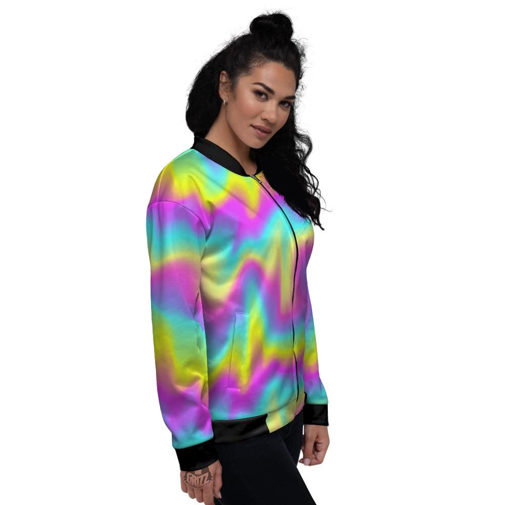 Flow Rainbow Print Pattern Women's Bomber Jacket-grizzshop