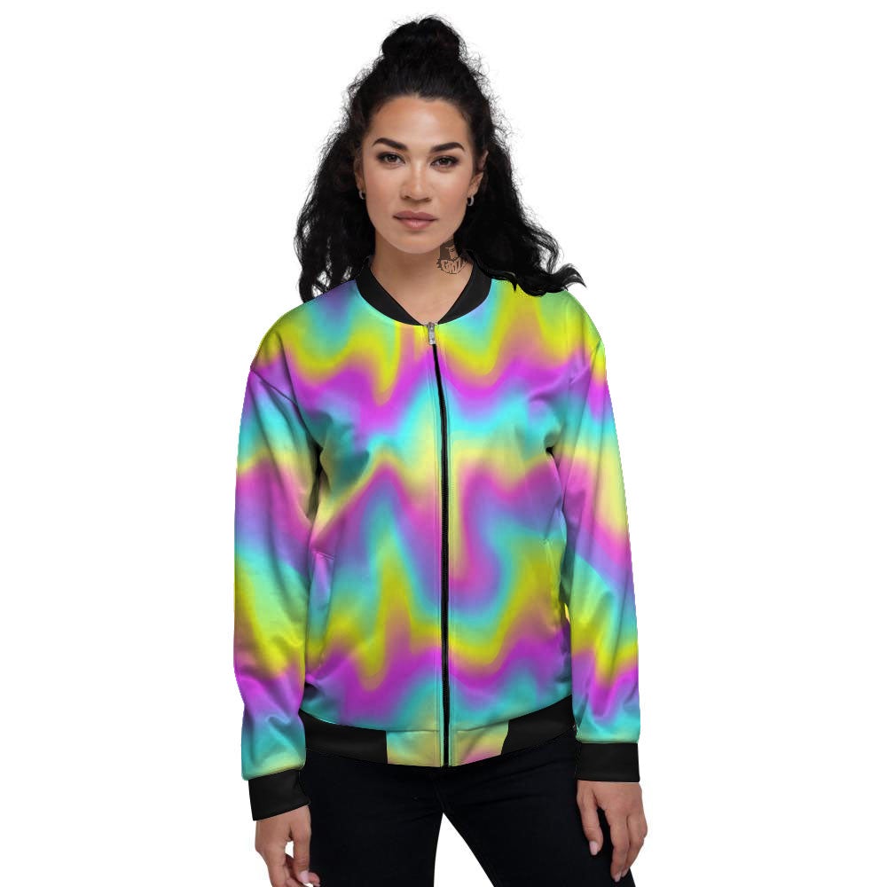 Flow Rainbow Print Pattern Women's Bomber Jacket-grizzshop