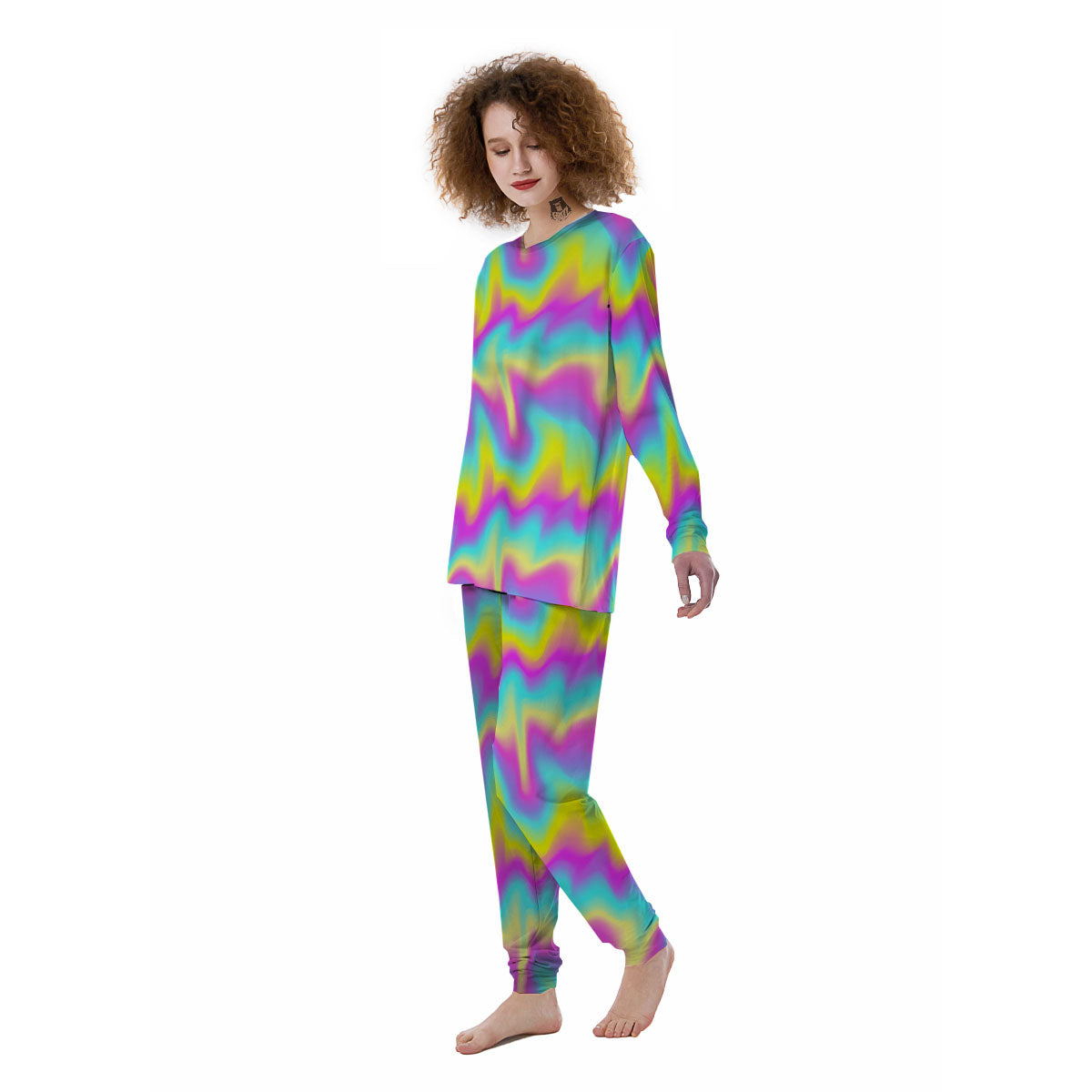 Flow Rainbow Print Pattern Women's Pajamas-grizzshop