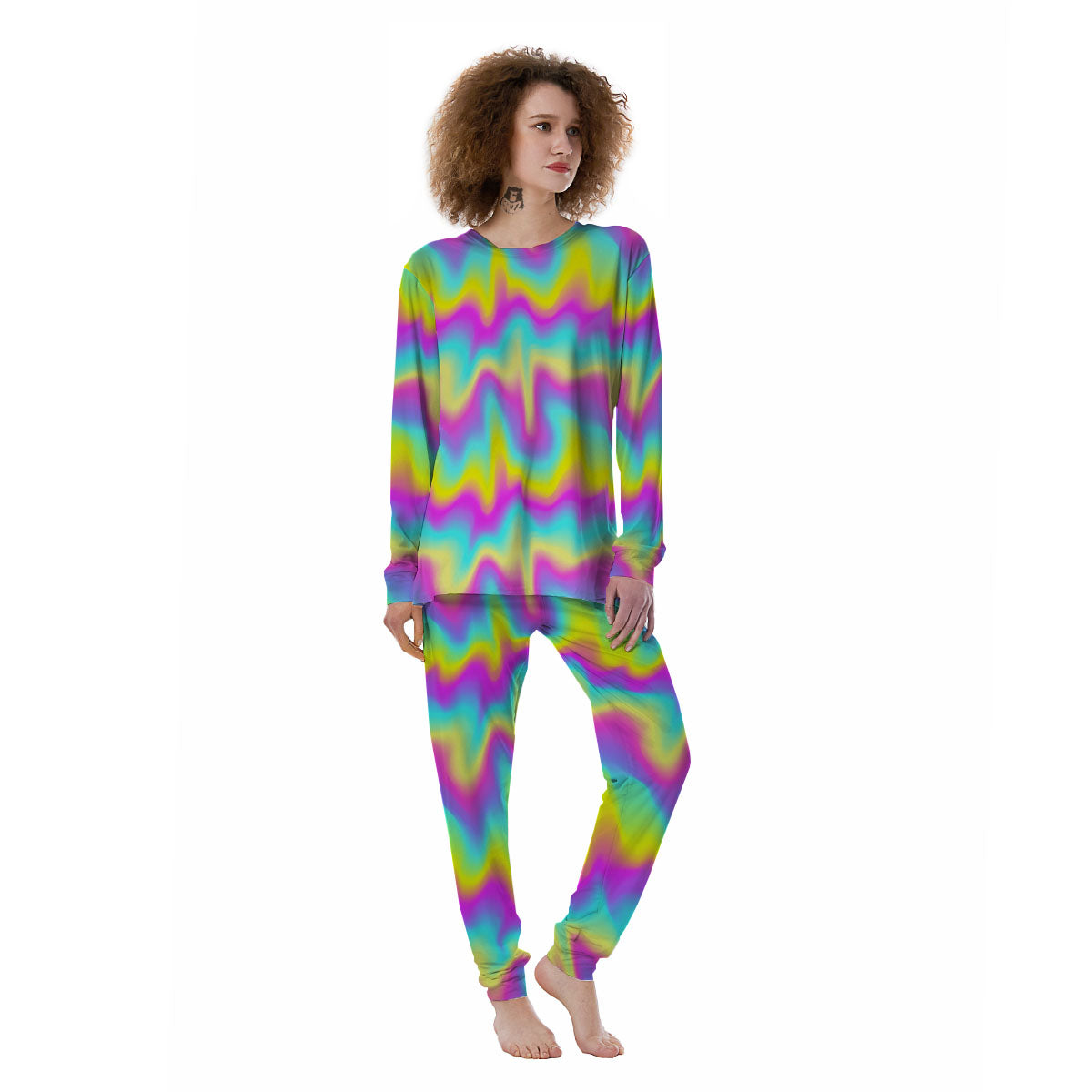 Flow Rainbow Print Pattern Women's Pajamas-grizzshop