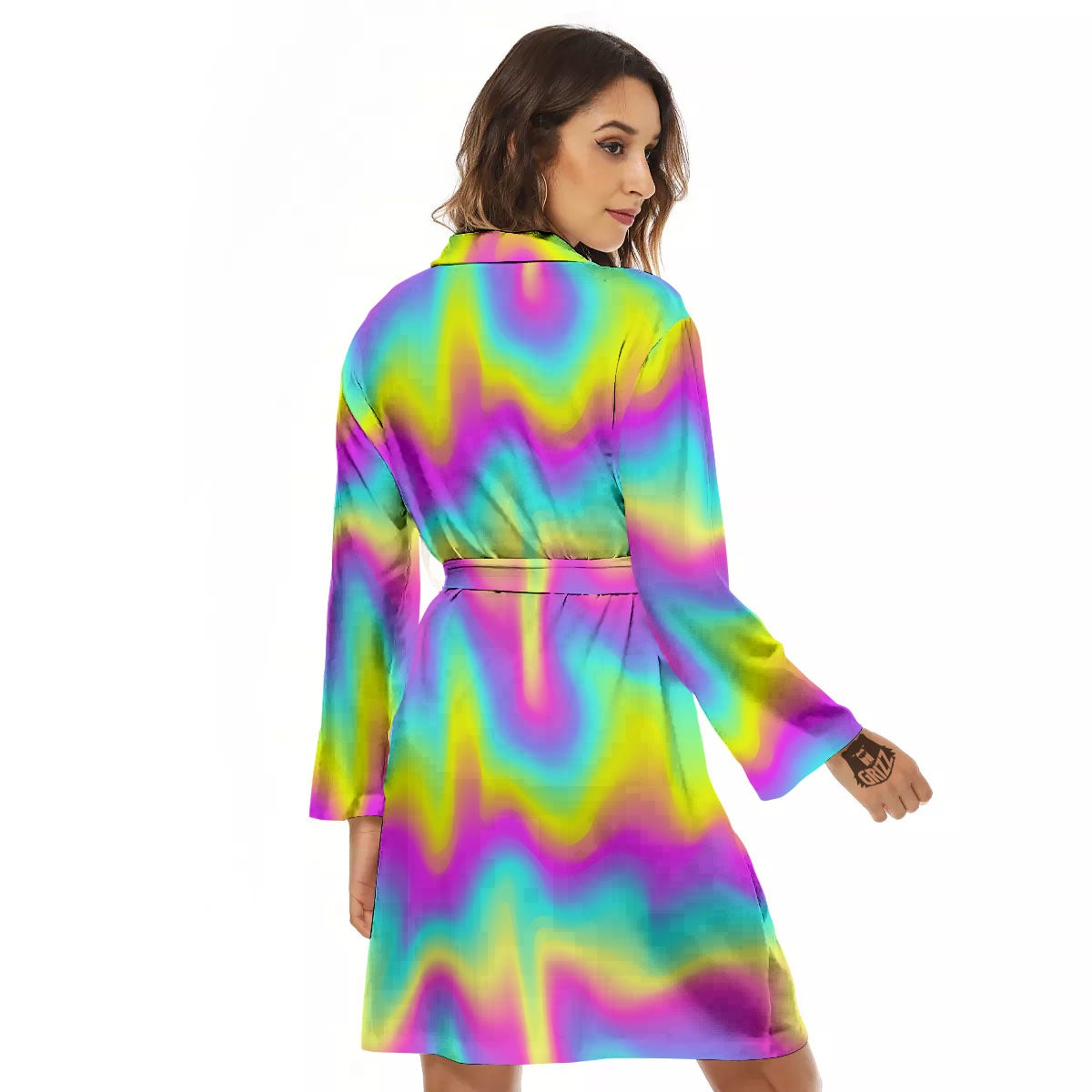 Flow Rainbow Print Pattern Women's Robe-grizzshop
