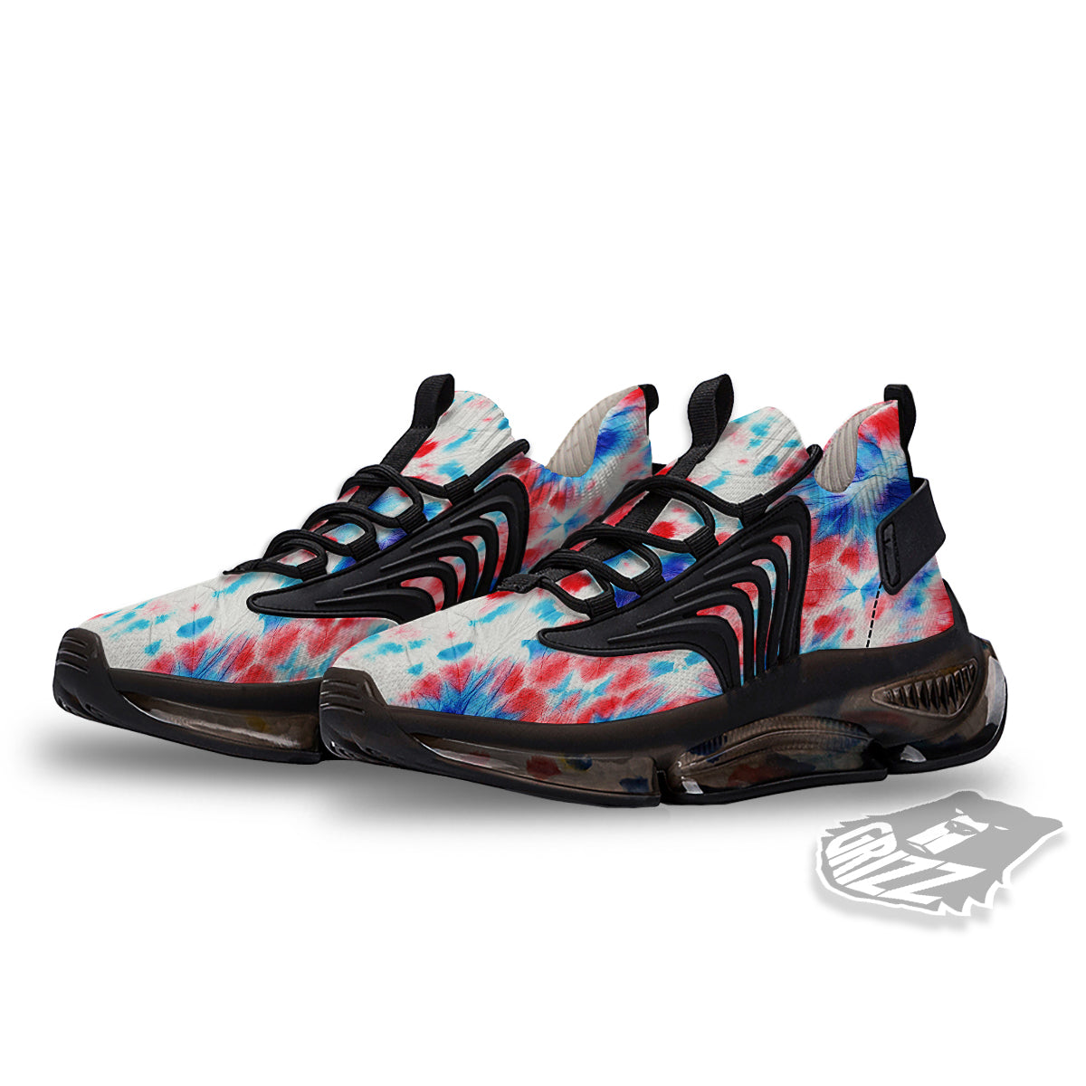 Flower Abstract Mark Red And Blue Print Black Gym Shoes-grizzshop