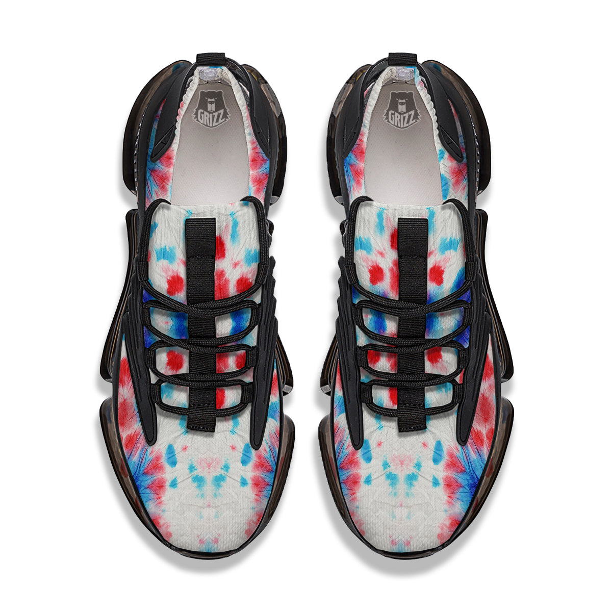 Flower Abstract Mark Red And Blue Print Black Gym Shoes-grizzshop