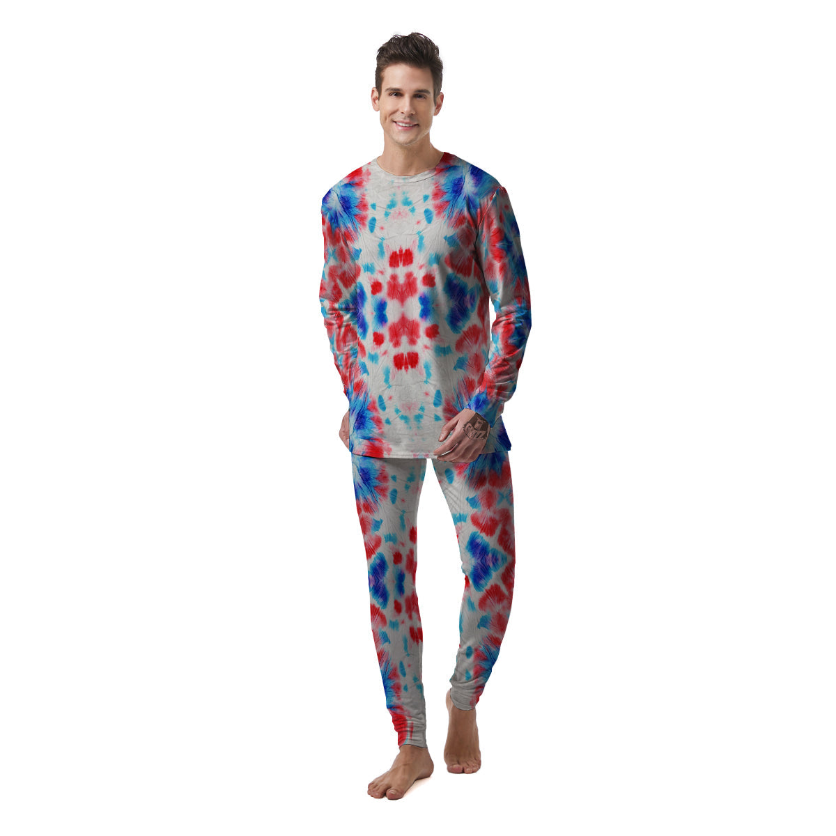 Flower Abstract Mark Red And Blue Print Men's Pajamas-grizzshop