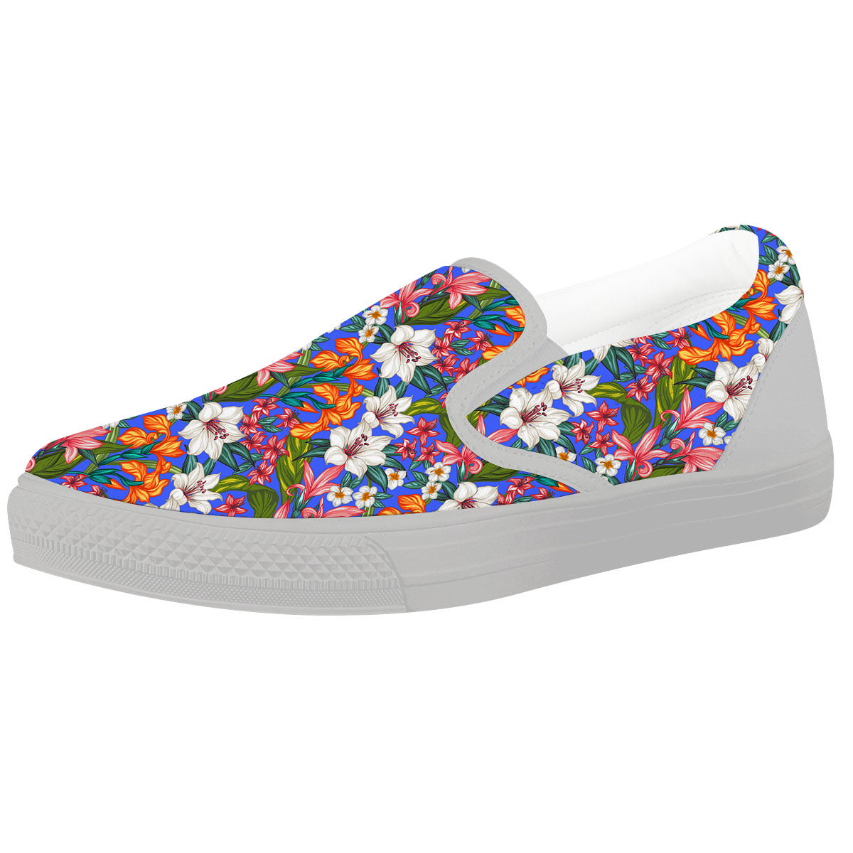 Flower Aloha Hawaiian Print White Slip On Shoes-grizzshop