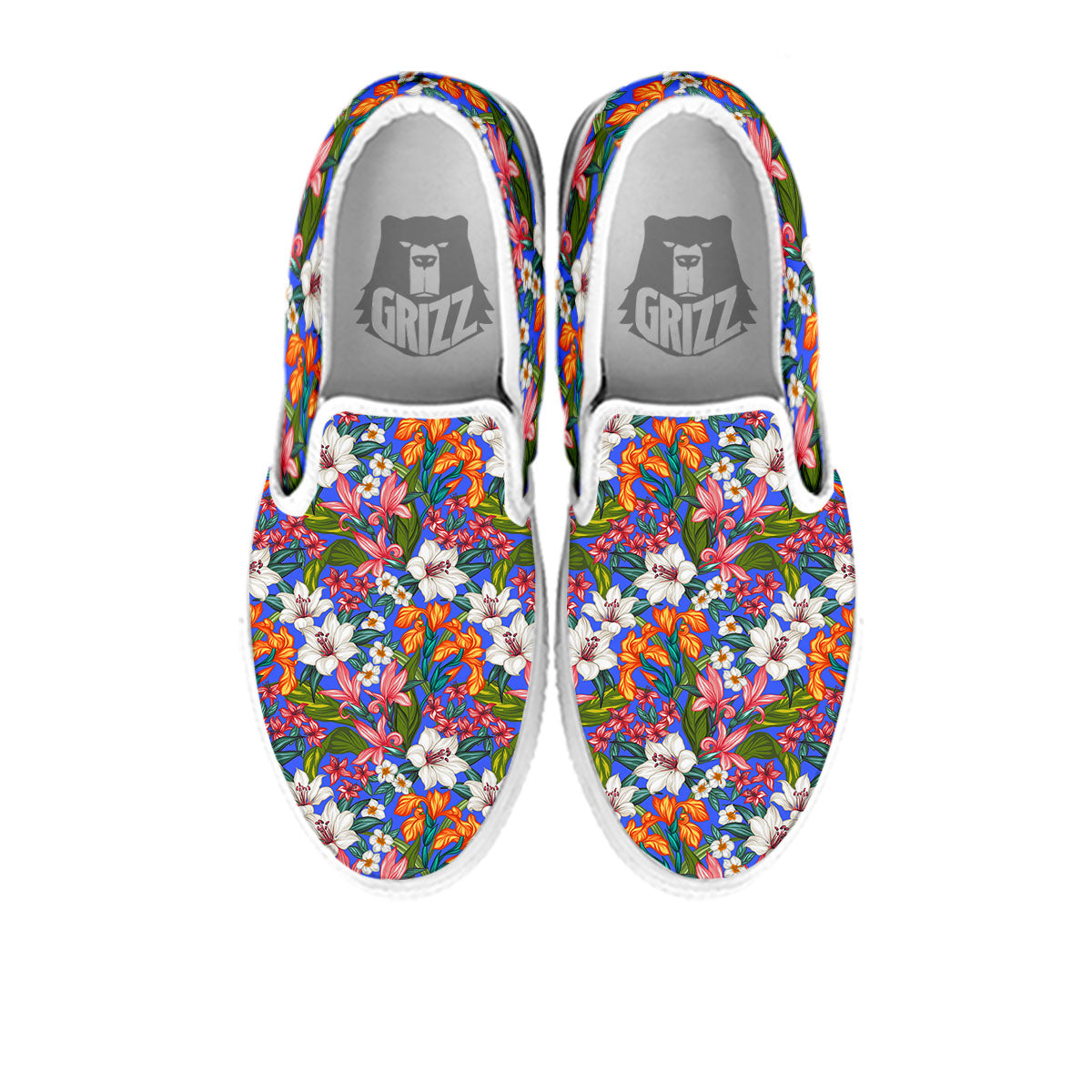 Flower Aloha Hawaiian Print White Slip On Shoes-grizzshop