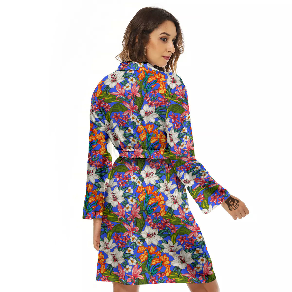 Flower Aloha Hawaiian Print Women's Robe-grizzshop