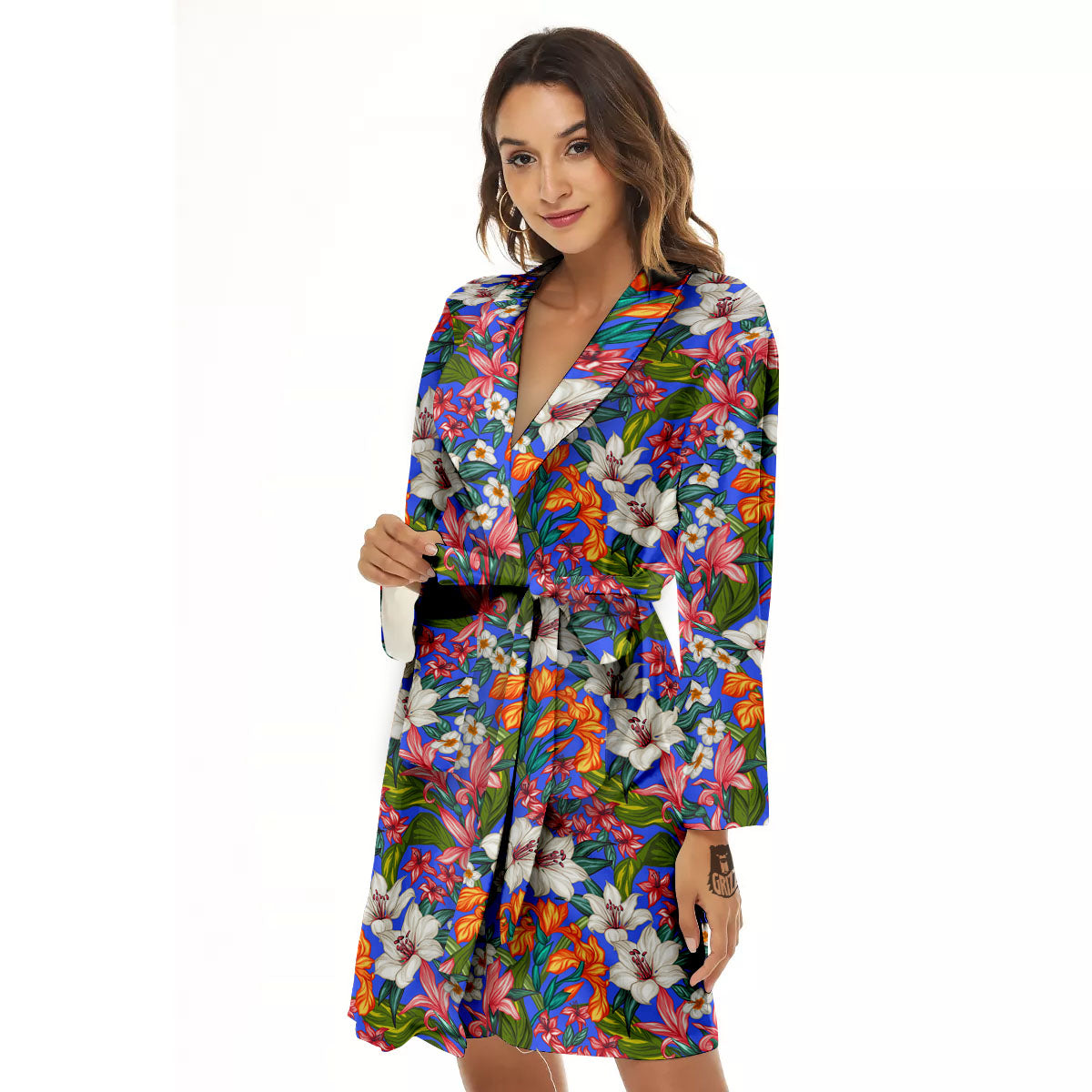 Flower Aloha Hawaiian Print Women's Robe-grizzshop