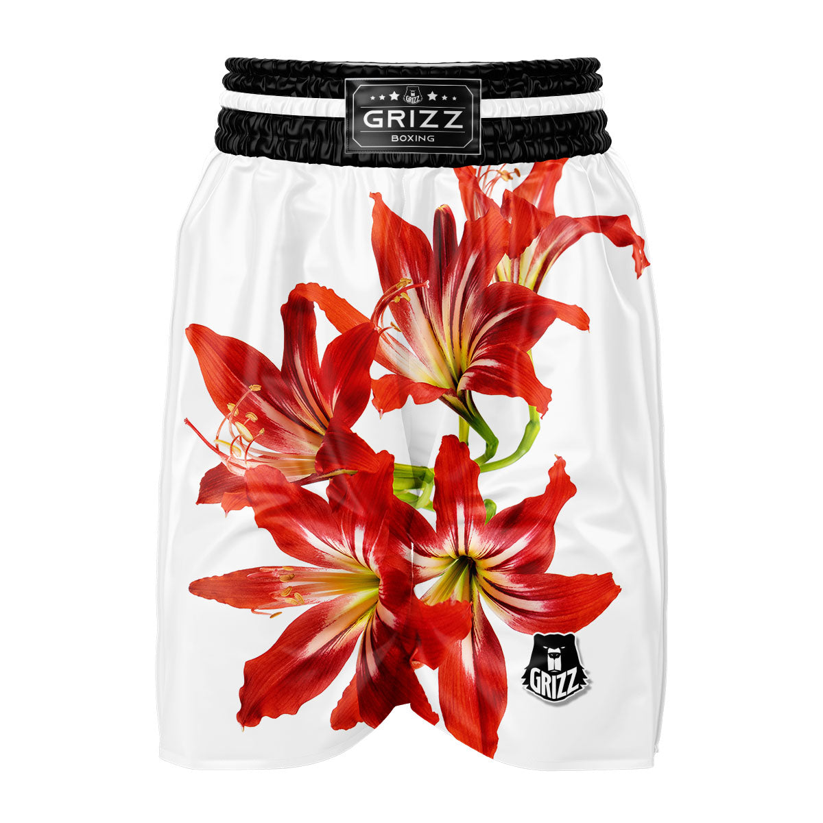 Flower Amaryllis Print Boxing Shorts-grizzshop